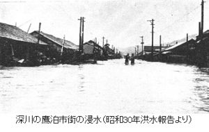 深川の鷹泊市外の浸水