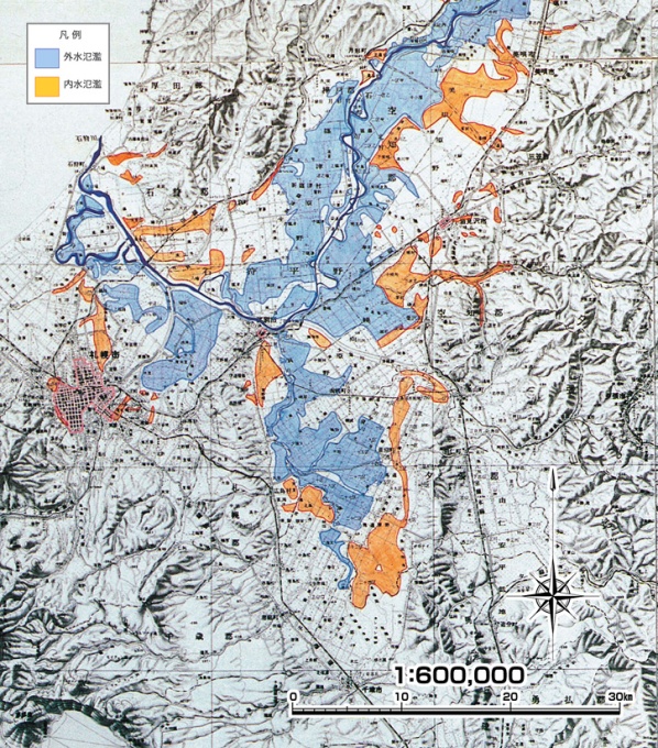 昭和37年　千歳川洪水氾濫実績図