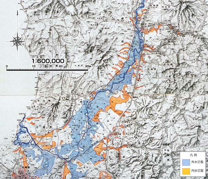 昭和37年　幾春別川洪水氾濫実績図