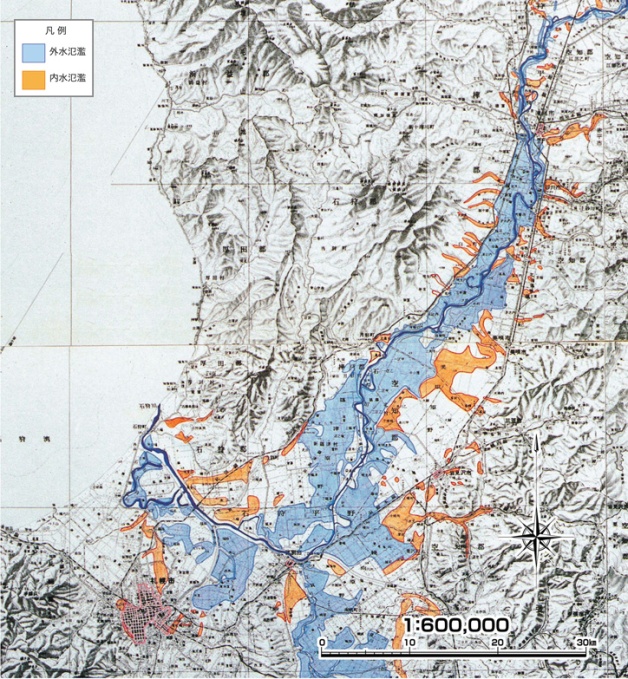 昭和37年石狩川洪水氾濫実績図