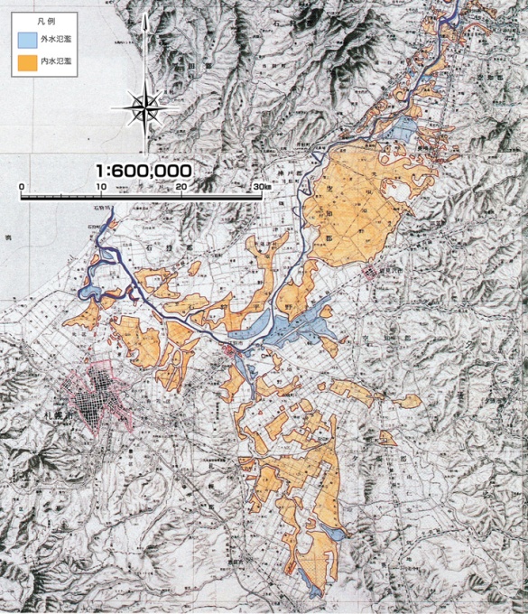 昭和56年　千歳川洪水氾濫実績図