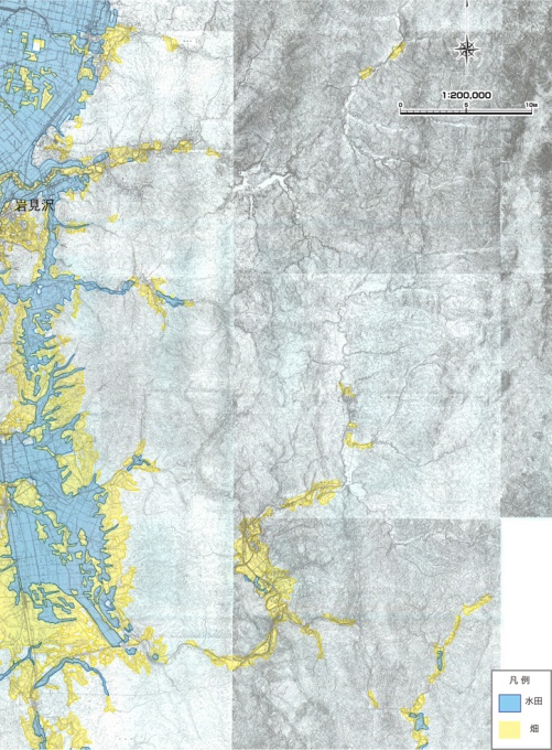 進展期（昭和42～47年）の夕張川流域の土地利用