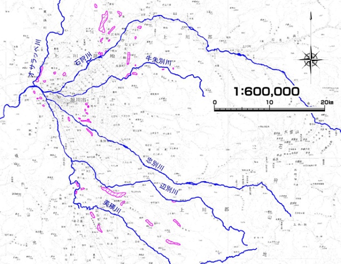 昭和56年　石狩川上流域洪水氾濫実績図