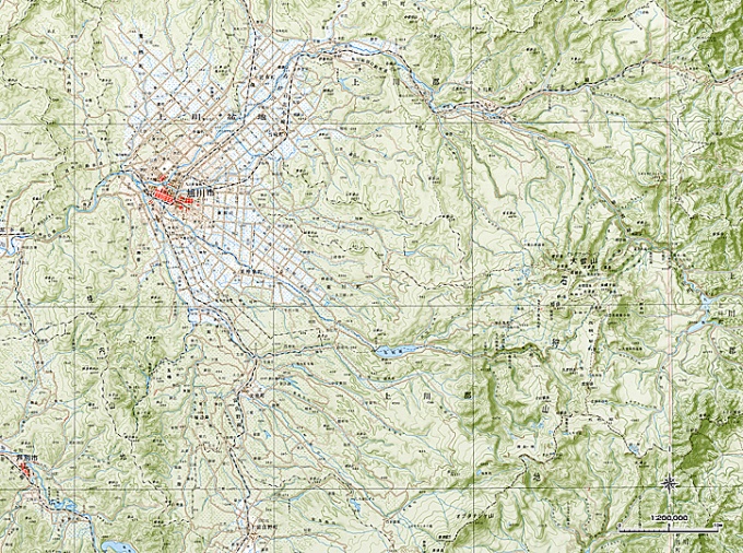 平成の石狩川上流域図