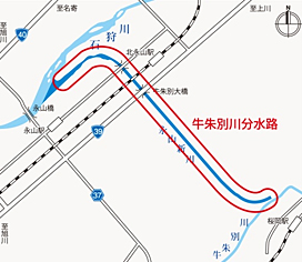 牛朱別川の桜橋～石狩川永山橋