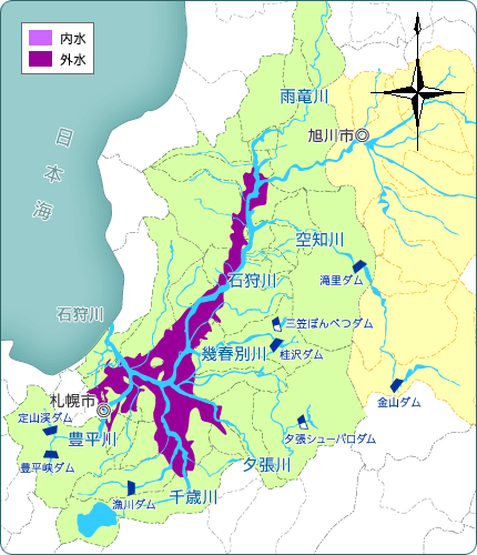 7月、石狩川流域に大出水