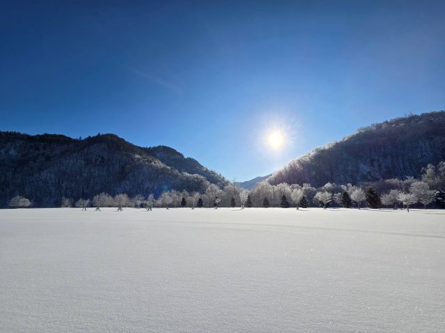 雪景色（滝里ダム下流公園）