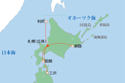 札幌飛行場（丘珠空港)－路線網図