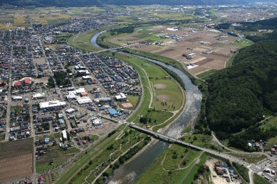 運動公園等として利用されている富良野市街の河川敷