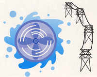 水の力を利用して電気を作る画像