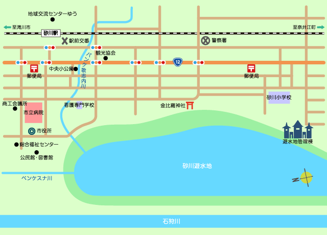砂川遊水地周辺マップ